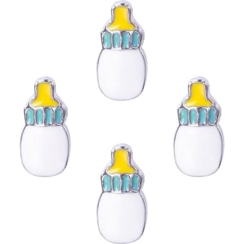 20Pcs/Lot F99 Cute Milk Bottle FLoating Charms Making Living Feeding Bottle Locket Mom Gift For Baby Jewelry Acessories