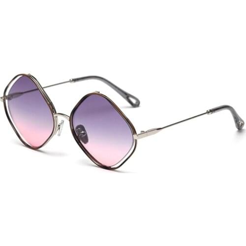 High End Gradient Colors Women Men Unique Design Luxury Square Polygon Sunglasses