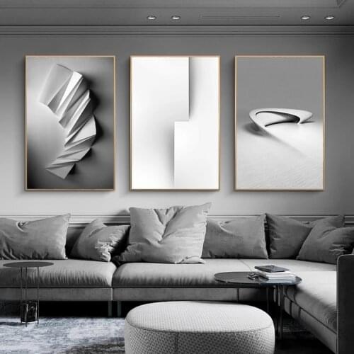 Morden Decor Nordic Black White Geometry Space Art Wall Canvas Painting Poster Abstract Line Pictures for Living Room Cuadros