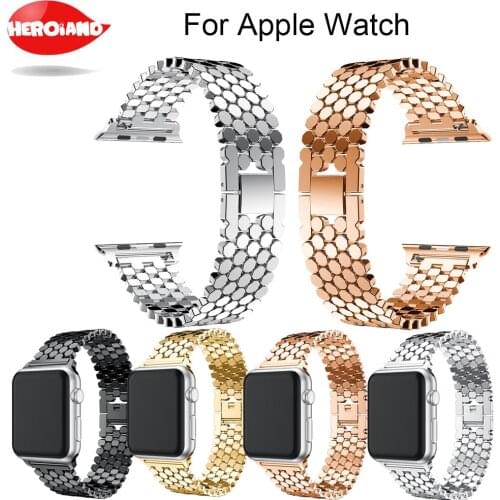Sport stainless steel watch band for apple watch 42mm 38mm wrist bands black Rose gold metal link bracelet strap for watch 3/2/1