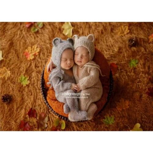 Knitted Newborn Hooded Romper Photography props Knit baby pant Baby Overall outfit Onesie photo studio prop