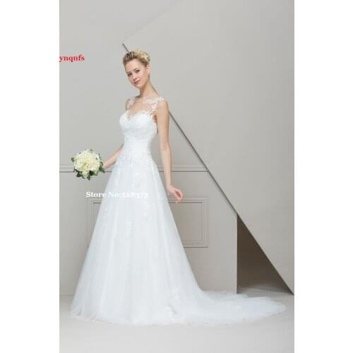 Ynqnfs HS232 Wedding Dress 2019 Vintage Wedding Dress Lace Top Tulle Skirt Button Wedding Dresses Sweep Train
