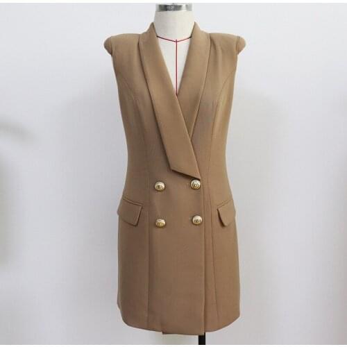 2021 High Quality Fashion Business Wear Double Breasted Green Fruit Color Lion Button Padded Shoulder Dress Suit Skirt O176