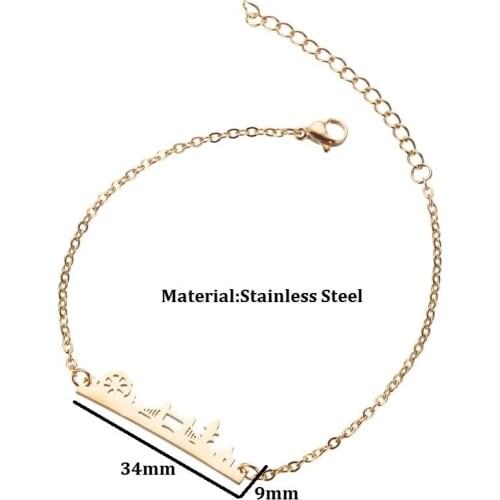 WANGAIYAO new couple style female stainless steel London Bridge pendant retro personality waterwheel travel new bracelet