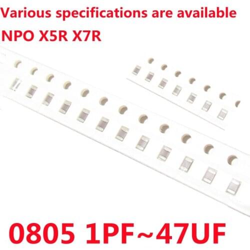 0805 SMD Multilayer Ceramic Capacitor 1pF~47uF 10pf 56pF 33pF 470pf 100pF 1nF 10nF 22nF 47nf 100nF 220nf 1uF 2.2uF 4.7uF 10uF