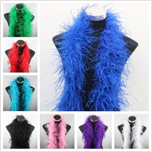 2 Meter/Lot Ostrich Feather Boa Costume Shaw Wedding Dancer party decoration plumes and DIY 6 Layer fluffy feathers for crafts