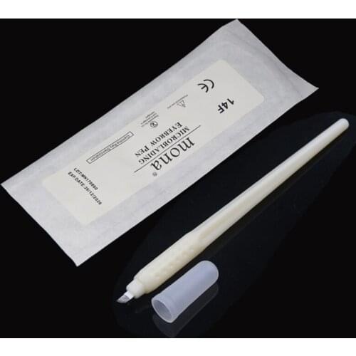 50pcs permanent makeup machine pen eyebrow tattoo disposable microblading pen with #14pins embroidery with lot number and date