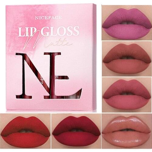 6Pcs/set Matte Non-Stick Cup Makeup lipstick Set Professional Long Lasting Waterproof Superstay Nude Red Color Velvet Lip Gloss