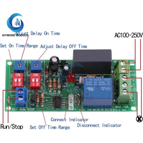 AC 110V-240V Cycle Timer Delay Relay Module Adjustable Controller Switch Board Support Start/Stop Function For Smart Home