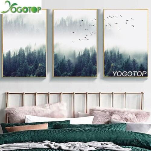 Diy Diamond Painting cross-stitch 5D full drill mosaic diamond Embroidery Forest Landscape Abstract Wall Art 3pcs/set ML977