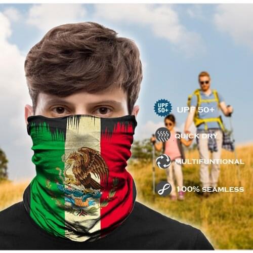 Seamless Bandana Mask Scarf Tube Buff Neck Gaiter Hunting Facemask Balaclava Headwear Army Military tour de cou Mexico USA Flag