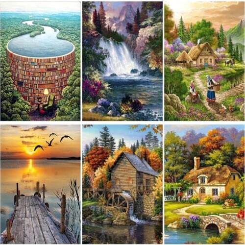 CraftArtGo 5D DIY Diamond Embroidery scenery Full Round Square Rhinestone Mosaic Painting Cross Stitch Flowers Diamond Art Kit