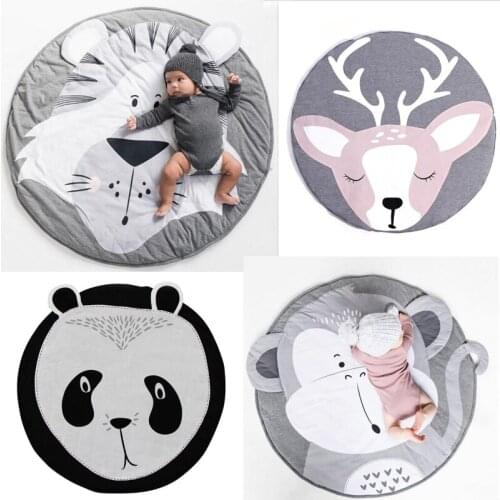 Baby Play Mat Pad Cotton Newborn Infant Crawling Blanket Animal Playmat Round Carpet Floor Rug Children Room Nordic Decor Photo