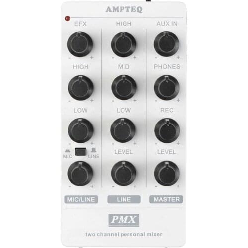 AMPTEQ PMX Two Channel Personal Mixer Live Sound Card for Band Live Show / Mobile Live Streaming / Internal Sound Recording