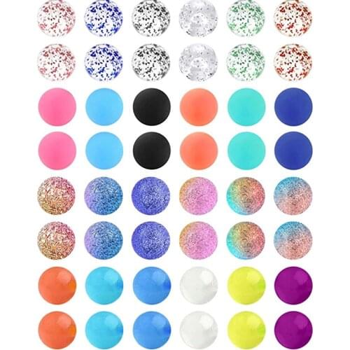 16G 48Pcs Replacement Balls for Piercing Barbell Parts 3mm 3.5mm Stainless Steel & Clear Flexible Balls for Women Men