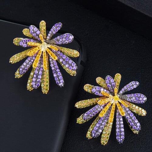 GODKI Brazilian Multicolor Leaves Dubai Bridal Earring for Women Wedding Party Engagement Jewelry Trendy Cubic Zircon 2020
