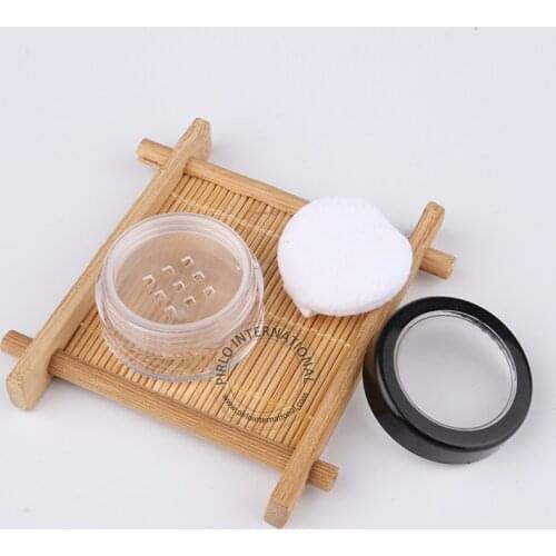 Make Up Tools High Quality 5g Empty Plastic Loose Powder jars With Sifter + Puff, Clear Small Cosmetic Jar Packaging 50pcs