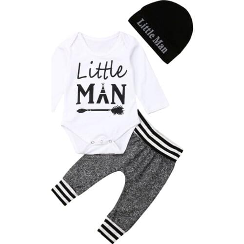 New Infant Newborn Baby Boy 0-18M Romper+Pants Outfit Clothes Bodysuit Playsuit