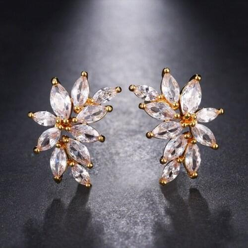 KSRA Classic Crystal Cluster Drop Zircon Earrings For Women Luxury Leaf Wedding Bridal Earrings Bridesmaid Jewelry 2020 Prom