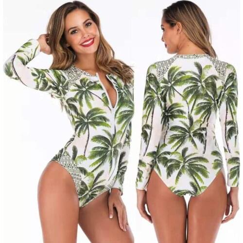 Swimming Suit For Women Palm Pritned One Piece Swimsuit Front Printed Womens Bathing Suits Bodysuit Beach Wear