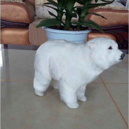 Small simulation polar bear toy handicraft resin&fur white polar bear doll gift about 20x14cm 1010
