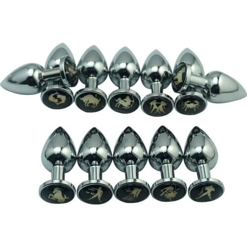 Metal Twelve Constellation Anal Plug, Backyard Plug Anal Yin Plug Couple Happy Device Adult Sex Toys