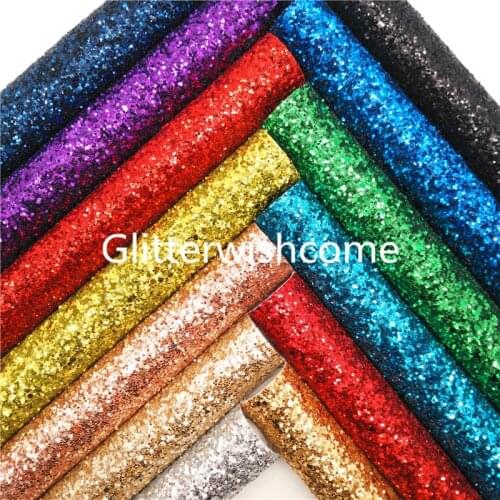 Mini Roll 30X134CM Chunky Glitter Leather Fabric Sheets with Felt Backing Rose Gold Silver Glitter Sheets Bows DIY GM4002C