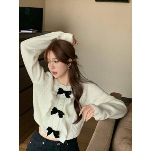 Fashion Bow sweater autumn winter Streetwear pastel Womens sweatshirt Pullovers