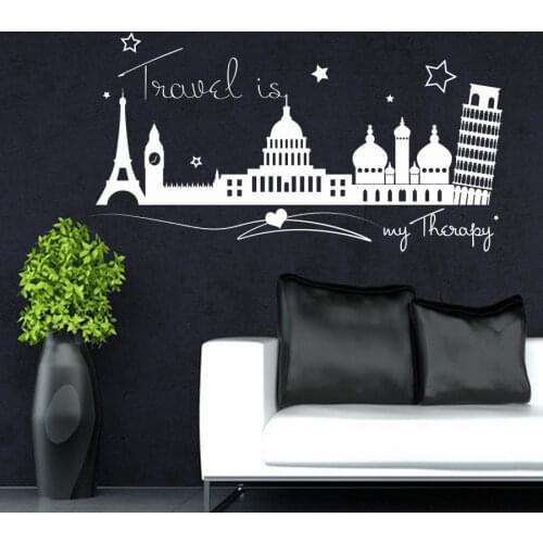 Wall Decal Sticker Quote Travel Europe Modern Removable Home Decor Stylish Sofa Background High Quality Mural Wall Sticker LA676