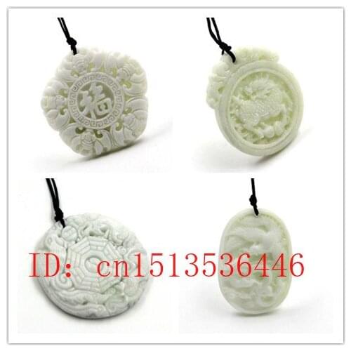 Natural White jade Dragon Pendant Guanyin Necklace Charm Jewellery Fashion Accessories Hand-carved Man Woman Lucky Amulet