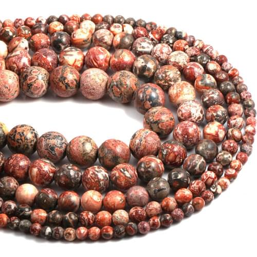 Natural Red Leopard Jaspers Stone Trendy Loose Round Beads For Jewelry Making DIY Bracelet Necklace Accessories 4 6 8 10 12mm