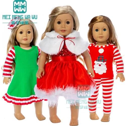 Doll clothes for 43cm new born doll accessories high quality super soft red baby christmas crawling clothes + hat
