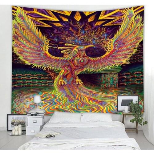 Psychedelic Phoenix Abstract Tapestry Art Deco Blanket Curtain Hanging Home Bedroom Living Room Decoration Polyester Hippie
