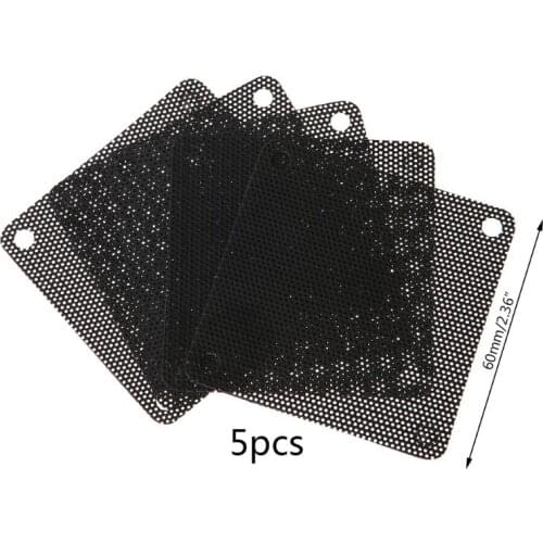 5PCS PVC Fan Dust Filter PC Dustproof Case Cuttable Computer Mesh Cover 60mm Mesh Black