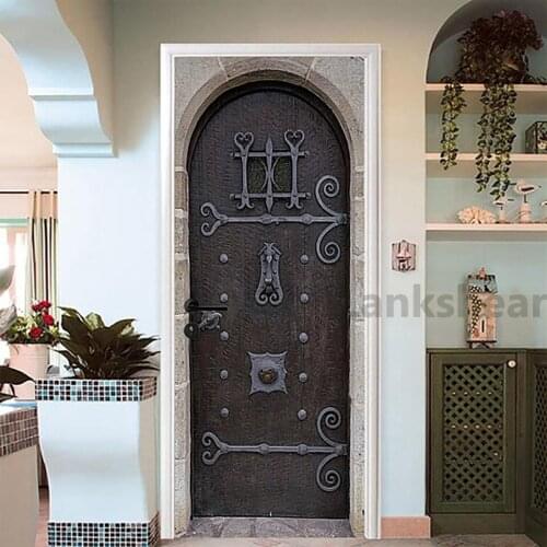 Self Adhesive Decal PVC Waterproof Classical Art Europe Home Decor Suit For Steel Door Paper DIY Living Room 3D Print Sticker