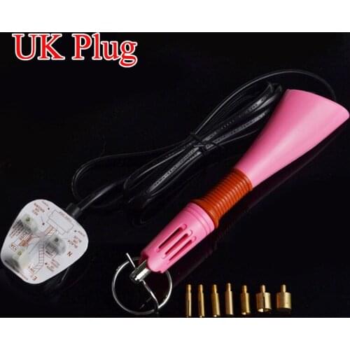 UK Plug 7 Tips 5 Seconds Rapid Heating Up Pink Hot Fix Wand Gun DIY Heat Fix Tools Hotfix Rhinestone Applicator