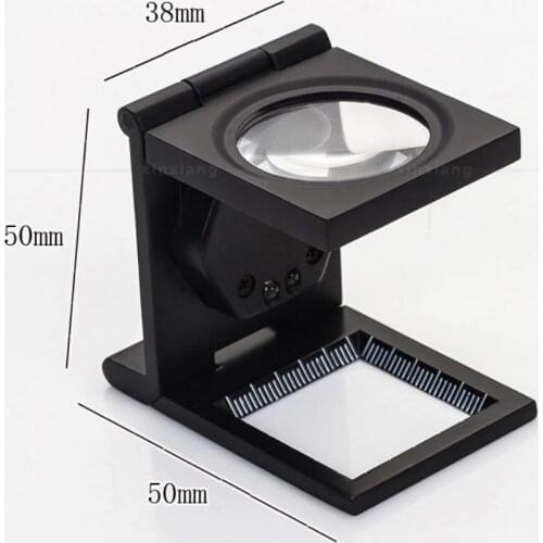 Foldable Metal 12x Magnification Optical Lenses Magnifying Glass Calibration Magnifier LED Illumination Light Printing fabric