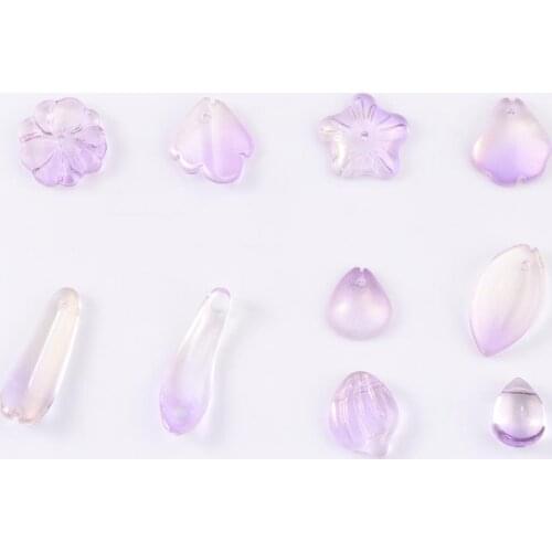 10Pcs Various Shapes Glass Petals Gradient Beads Crafts For DIY Crystal Pendant Earrings Jewelry Making Accessories