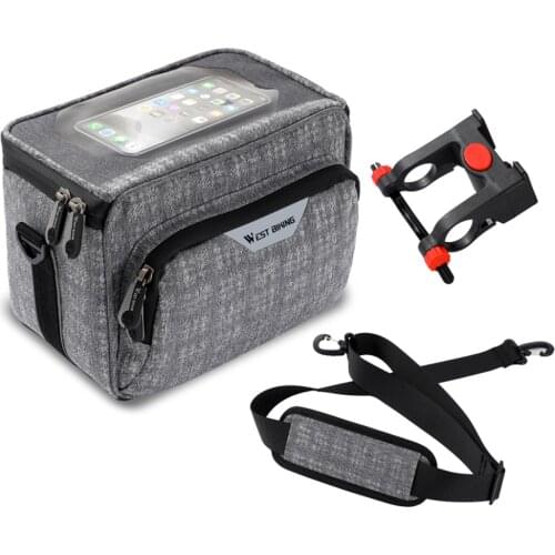 WEST BIKING Bicycle Big Capacity Waterproof Touch Screen Phone Bag Multi-function Shoulder Bag MTB Handlebar Front Basket Pannie
