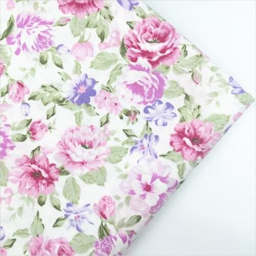 Syunss,Pink Rose Print Cotton Fabric DIY Tissu Patchwork Telas Sewing Baby Toy Bedding Home Textile Quilting Cloth Craft Tecido