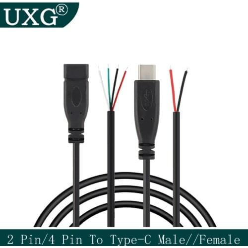 USB-C DIY 2pin 4pin wire USB 2.0 Type C Male female Plug extension Welding Type Repair Cable Charger Connector for Huawei Xiaom