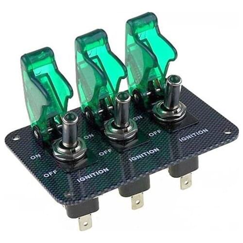 High quality green DC12V-20A LED indicator switch combination switch Carbon Fiber Surface Pane