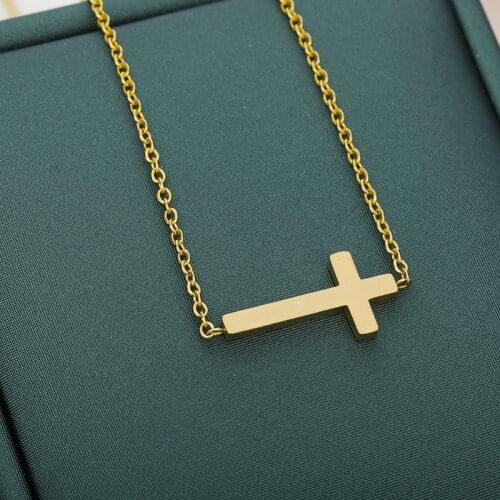 Simple Classic Fashion Double Sided Cross Stainless Steel Silver Color Pendant Girl Short Long Chain Necklaces Jewelry For Women