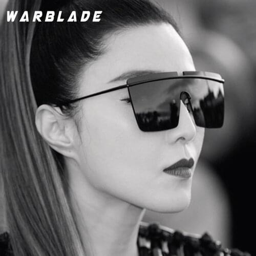 WarBLade Oversize Women Sunglasses Fashion Blue Pink Brown Metal Rimless Sun glasses For Men Square Gradient Lens Shades UV400