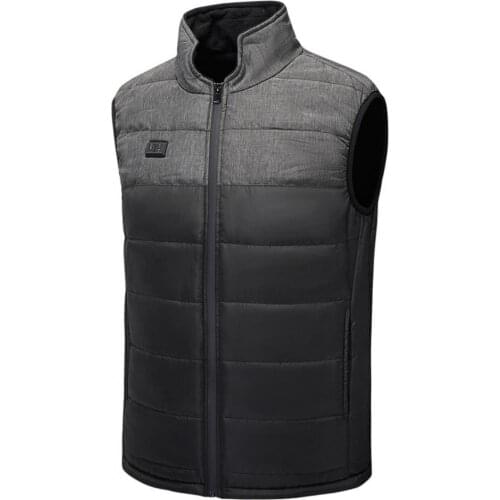 Winter Unisex Waistcoat Sleeveless Stand Collar Unisex Waistcoat USB Heated Thicken Warm Double Switch 4 Heating Areas