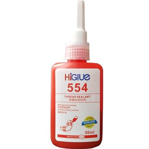 Higlue 1pc*50ml 554 Red Liquid Excellent Solvent Resistance Refrigerant Sealant Pipe Thread Sealant Anaerobic Adhesive