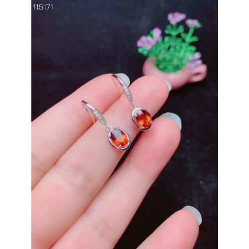 100% Natural and Real vivid orangeGarnet earring 925 sterling silver earrings