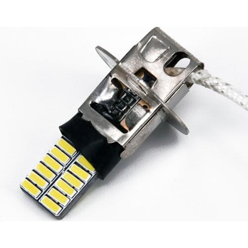 2pcs Car Light Auto H3 LED 6500K 4014 Bulb DRL Driving Universal White 24-SMD