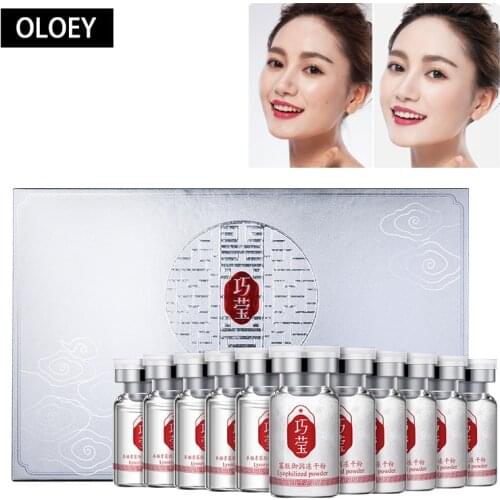 20PCS Sheep Placenta Oligopeptide Freeze-Dried Powder Kit Hydrating Repair Fullerene Essence Acne Treatment Skincare Face Serum