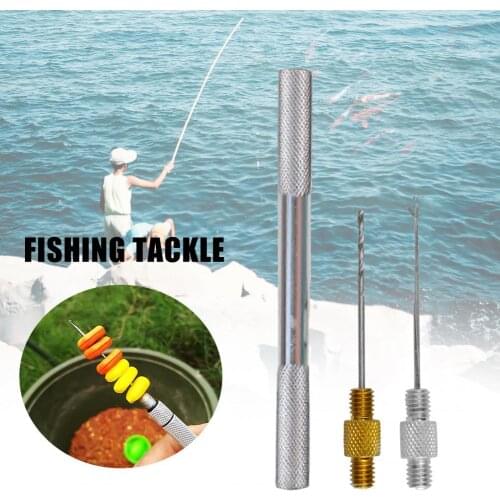 3Pcs/set Carp Fishing Rigging Bait Needle Kit Tool Set Bait Boilie Drill Stringer Needle with Nonslip Aluminum Alloy Handle